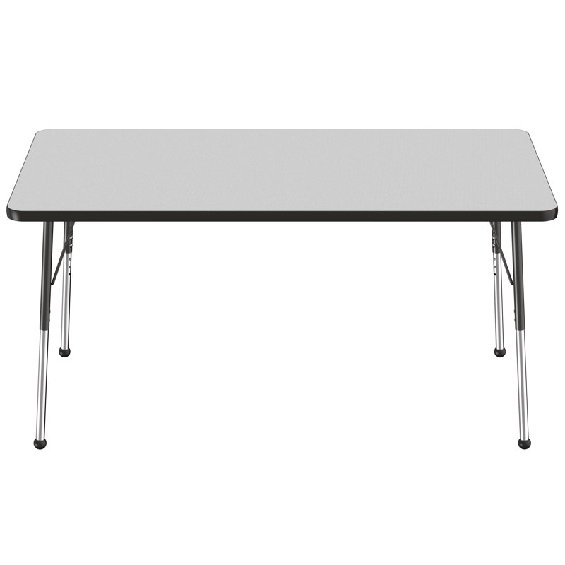 Table d'activité rectangulaire à hauteur réglable en forme de T, Gris / Noir, Roulement à bille standard, 36 po x 60 po