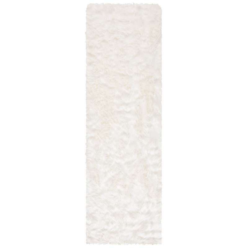 Solid Colour Faux Fur Area Rug, Runner 76 x 244 cm