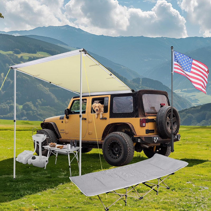 Yescom 6.7X8.2Ft Car Side Awning Pu2000mm UV50+, Beige, 84"H x 98"W x 98"D