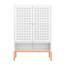 Armoire porte-chaussures à grille blanche en métal à deux portes, 15 pieds de haut, tablettes réglables, style moderne pour les espaces primaires, base surélevée, salon
