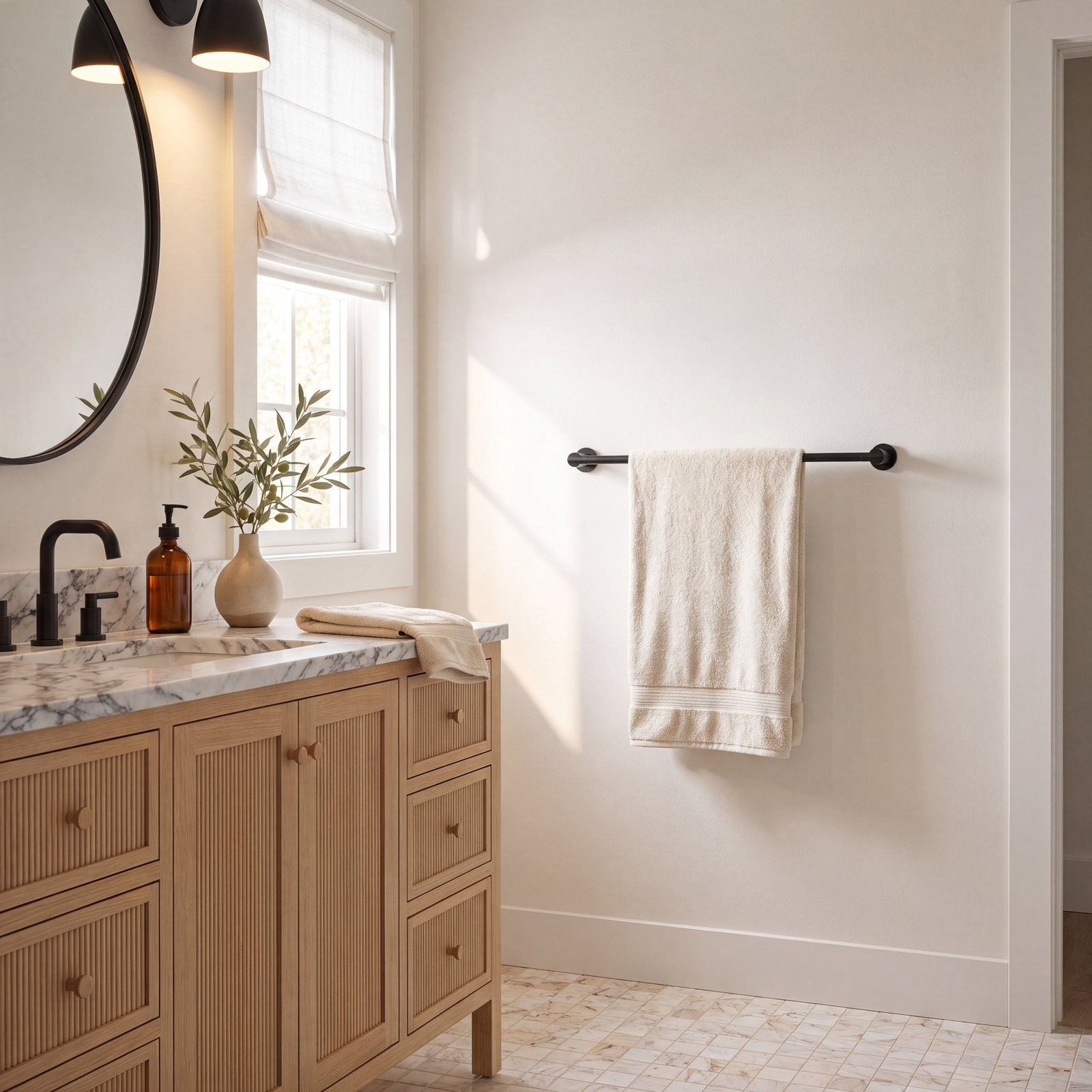 Nicoli 18 in. Wall Mount Towel Bar with 6 in. Extender Bath Hardware Accessory, Matte Black