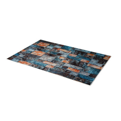 Soft Hall Carpet 2.6 x 4.9 Feet | 100% Polyester, 0.04 in Pile Height | Antibacterial, Non-Slip Underside | Woven with 3D Digital Printing | Machine Washable | Durable & Stylish for Entryways & Living Rooms