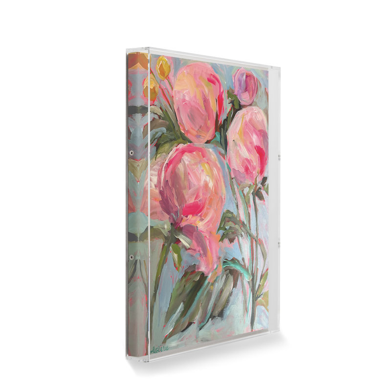 Peonies in the Back by Leslie Cannon, Shadow Box, 16" H x 20" W