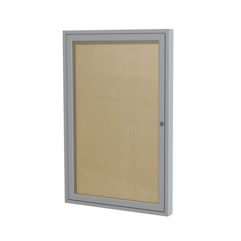 Babillard fermé en vinyle avec cadre en satin 1 porte Ghent, Caramel, H 2 pi x l 1 pi 6 po, Satin