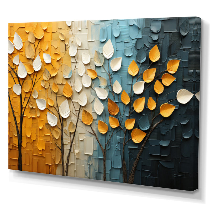 Marizol " Forest Yellow Wood Collage IV ", H 24 po x l 32 po x P 1 po, Toile tendue