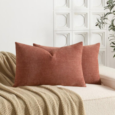 Soft Textured Slub Chenille Solid Cushion Cover Cozy Neutral Farmhouse Decorative Pillow Covers