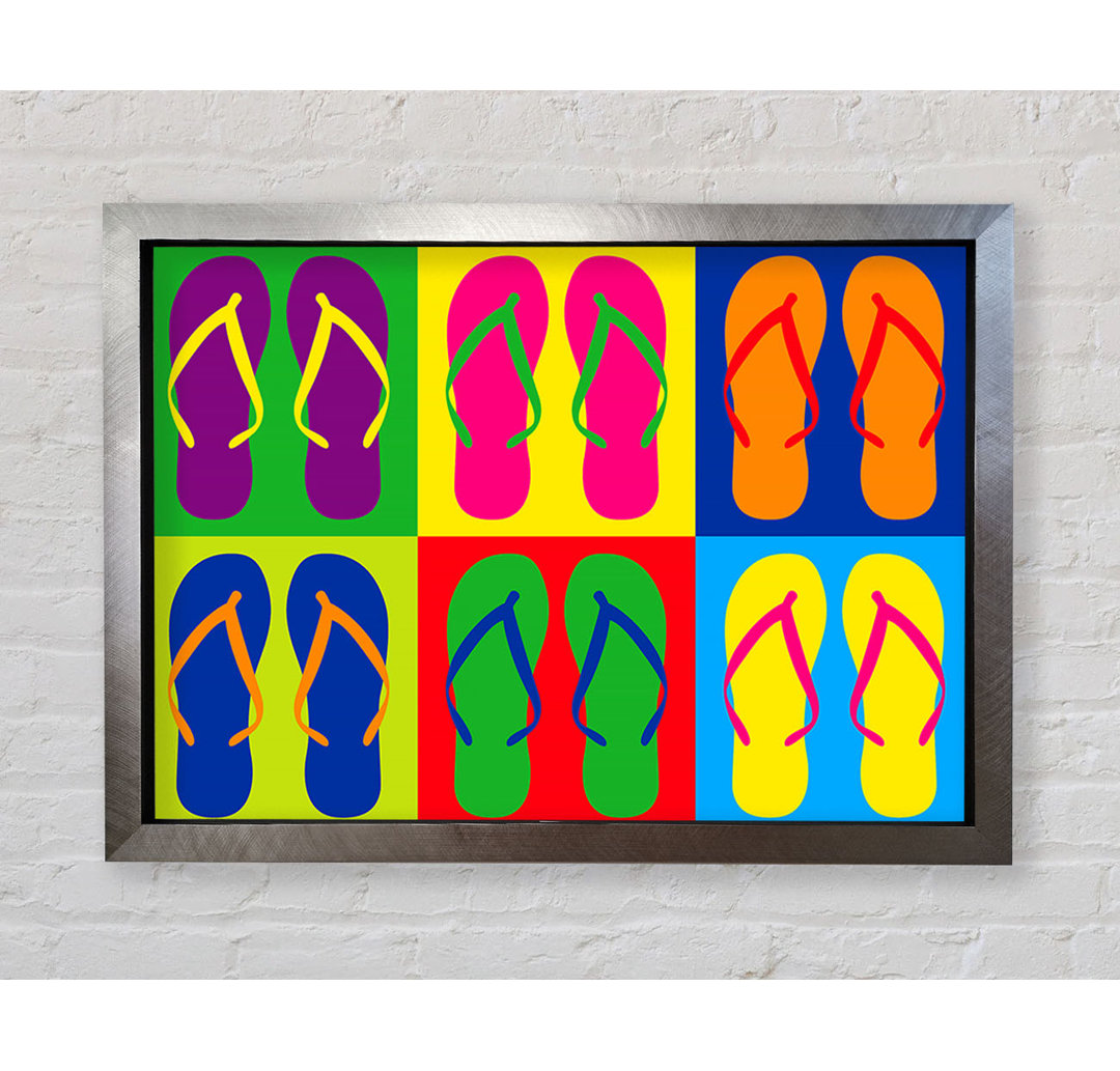 Pop Art Flip Flops Gerahmter Druck Wandkunst