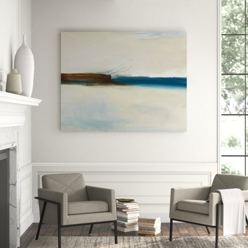 White Ocean Print by Samuel Kane, Image Brush Gel, 54" H x 68" W x 1.5" D