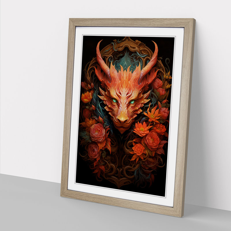 Dragon Baroque - Framed Print, Oak, 46cm H x 34cm W x 2cm D