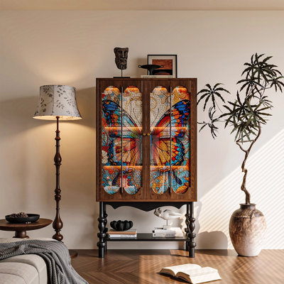 Vitrines en bois massif noisette + verre trempé