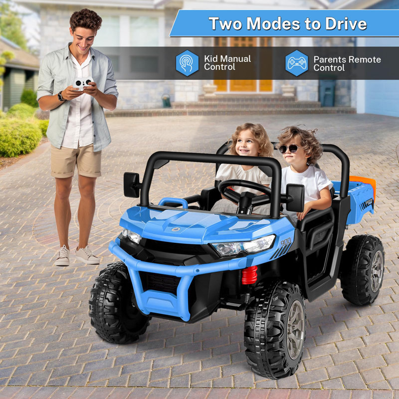 Blue 24V 6-Wheel Kids Ride-On Dump Truck with Remote Control