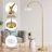 62'' Modern Standing Tall Arched/Arc Floor Lamp with adjustable Glass Shade and On/Off Foot Switch Gold Floor Lamp for Living Room