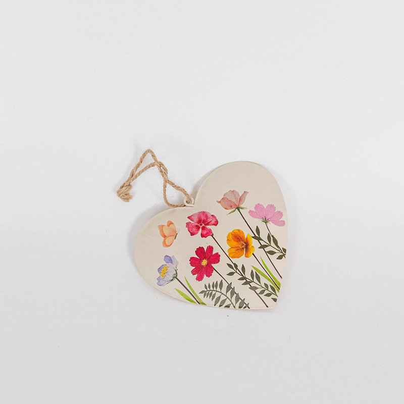 Heart Shape With Wildflowers Hanging Ornament