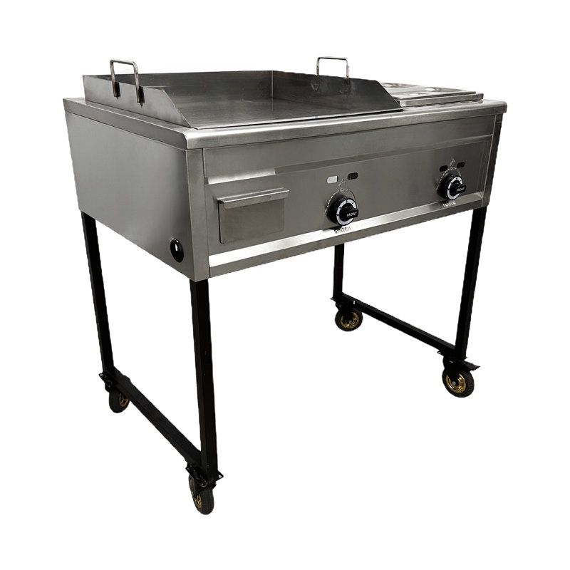 41" Commercial Taco Cart W/ Flat Top Griddle & 3 Warmer 2 Burner Natural Gas
