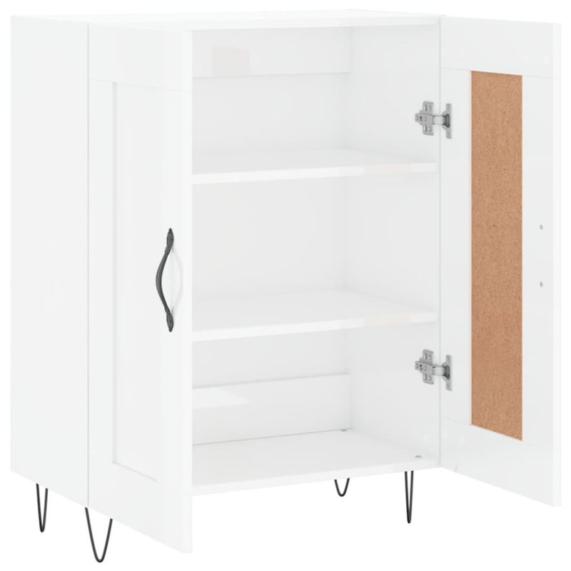 Mardel Sideboard Engineered Wood and Iron Storage Unit Living Room Furniture, High Gloss White