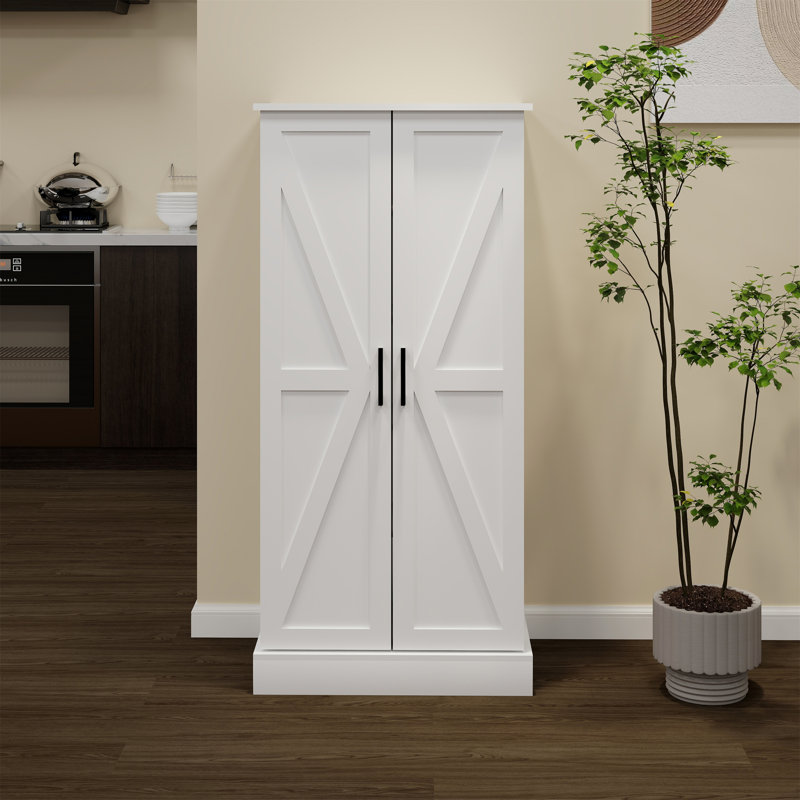 Buffet 50 po à DEL avec garde-manger, armoire autoportante avec 2 portes avec supports et 2 tablettes réglables pour la cuisine, le salon et la salle à manger