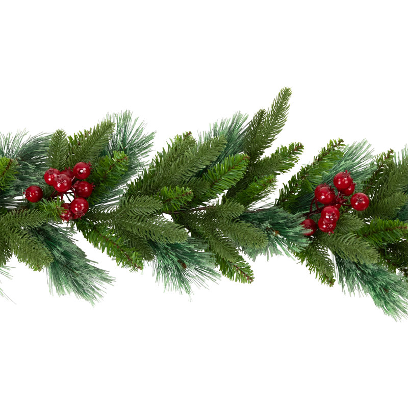 Real Touch Calloway Fir With Berries Artificial Christmas Garland - 7' X 12" - Unlit