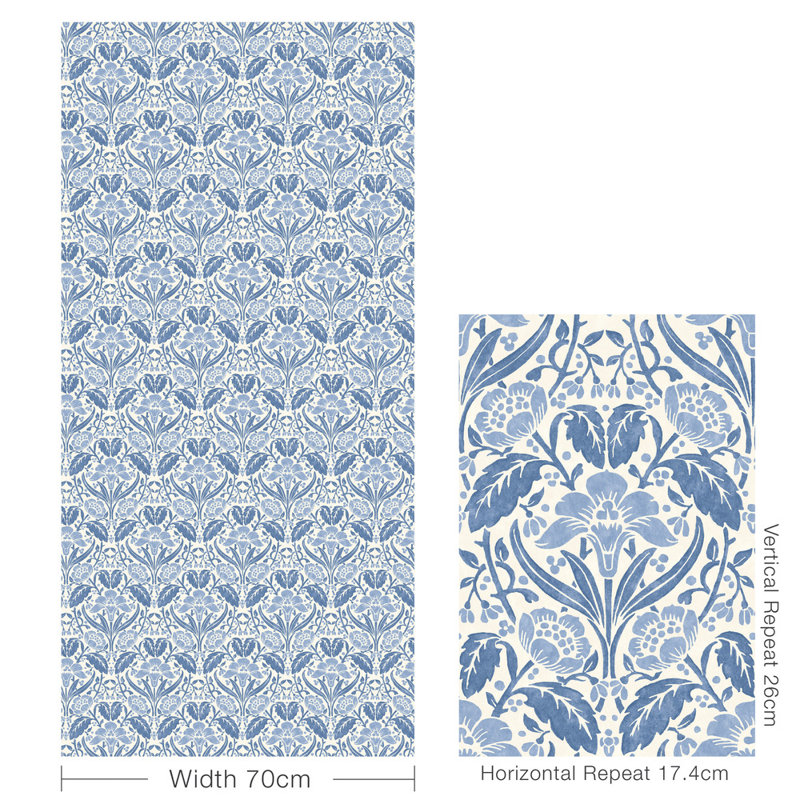 2'9" L x 27.58" W Wallpaper Roll, Blue