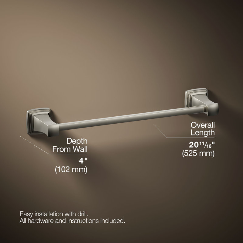 Riff Wall Mounted Towel Bar, Vibrant Polished Nickel, 18"W