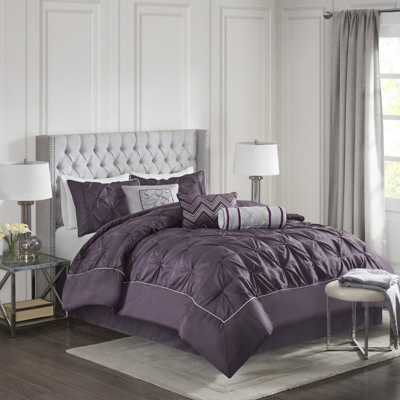 Édredon pleine grandeur en prune - Élégante taie décorative pour chambre 7 pièces