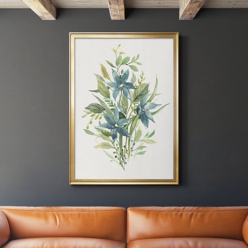 «Greenery I» - Peinture sur toile encadrée, Or, H 26,5 po x l 36,5 po x P 1,5 po