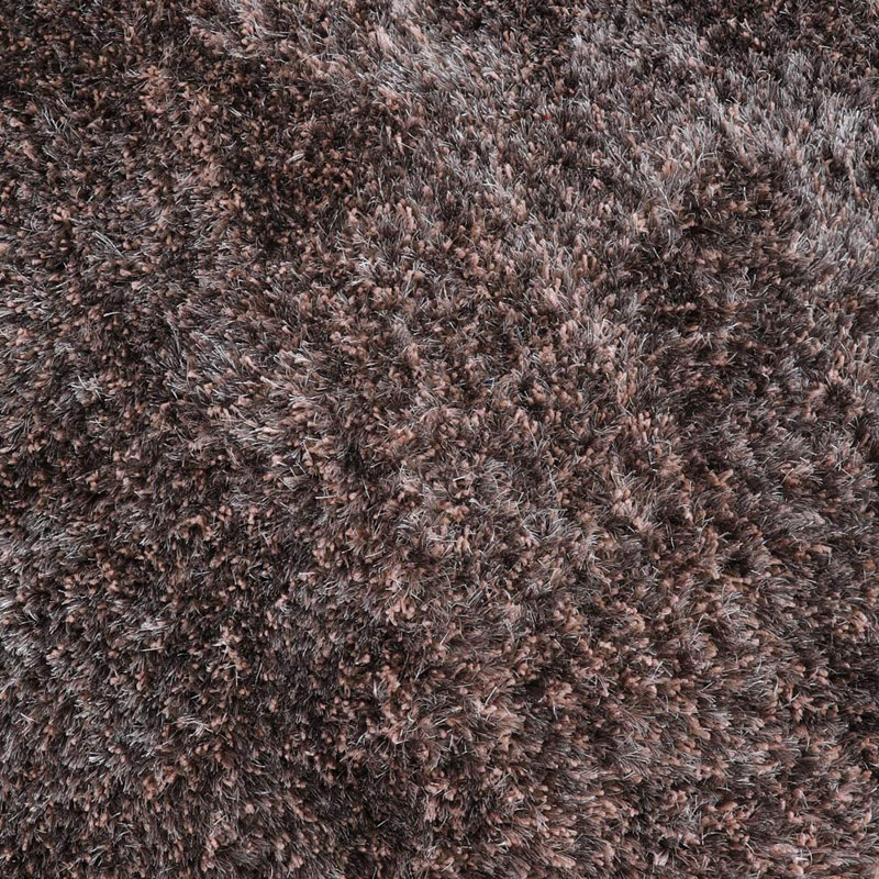 Tapis à poils longs en polyester touffeté à la main Stiner - Rond, couleur brun beige, conception unie, tapis antidérapants faits à la main épais pour le salon, la chambre à coucher