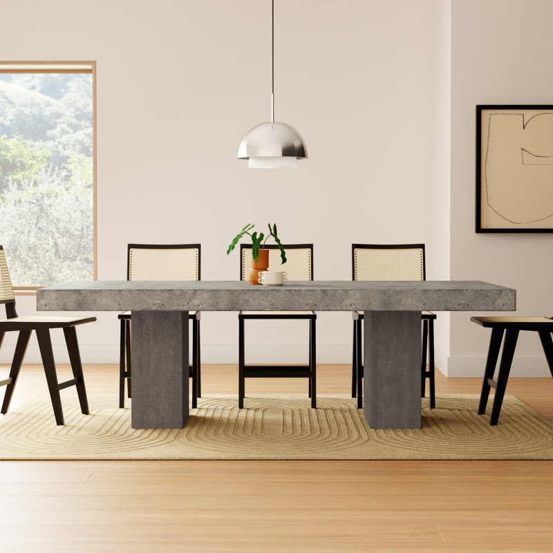 Kareen Pedestal Dining Table, Dark Gray, 95" L x 47" W, Standard Table (30.5" Height)