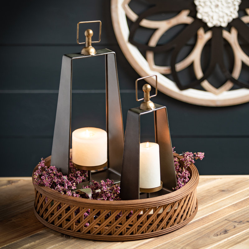 Ensemble de lanternes de table en métal 3 pièces
