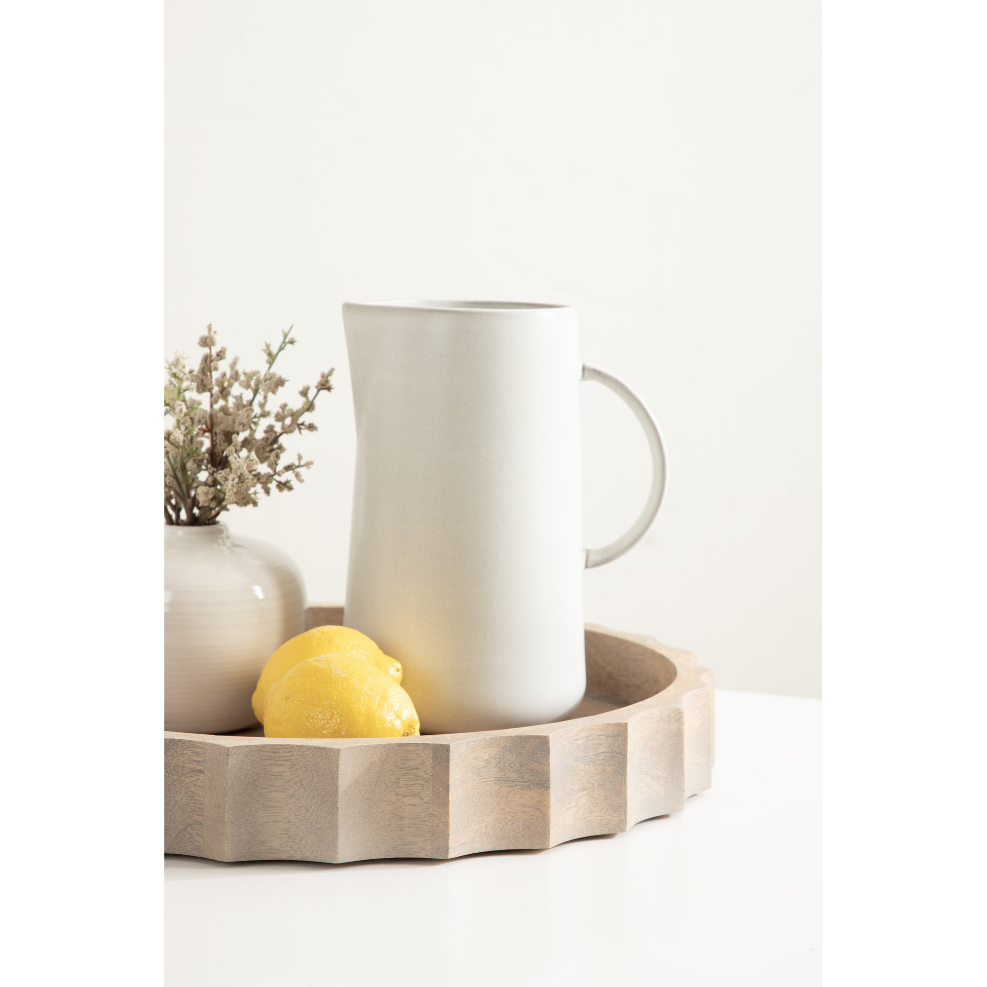 Montara Fluted Round Serving Tray, Natural, 2" H x 15" W x 15" D