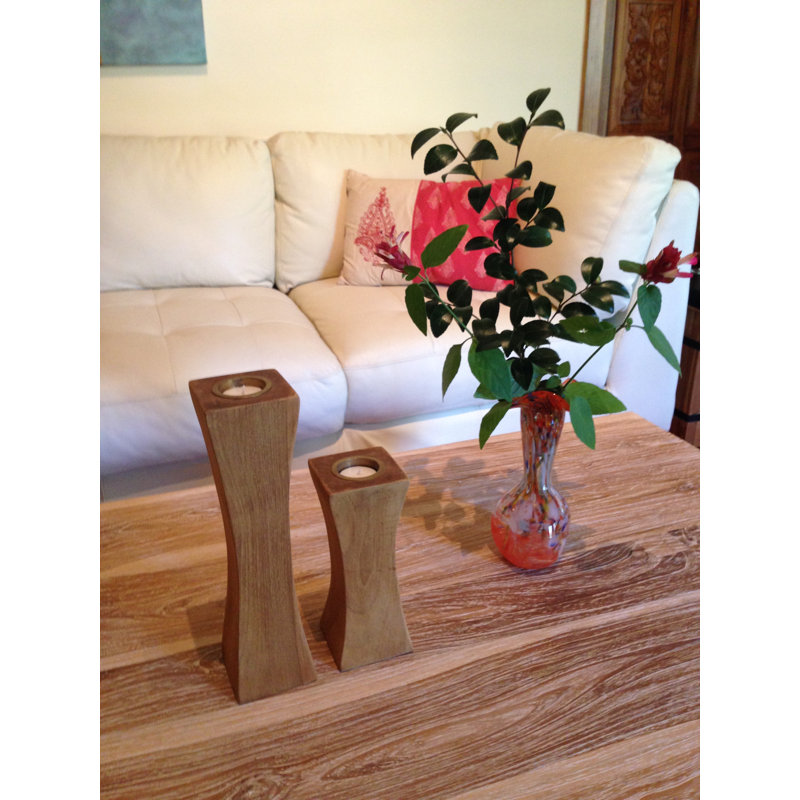 13'' H Wood Tabletop Tealight Holder