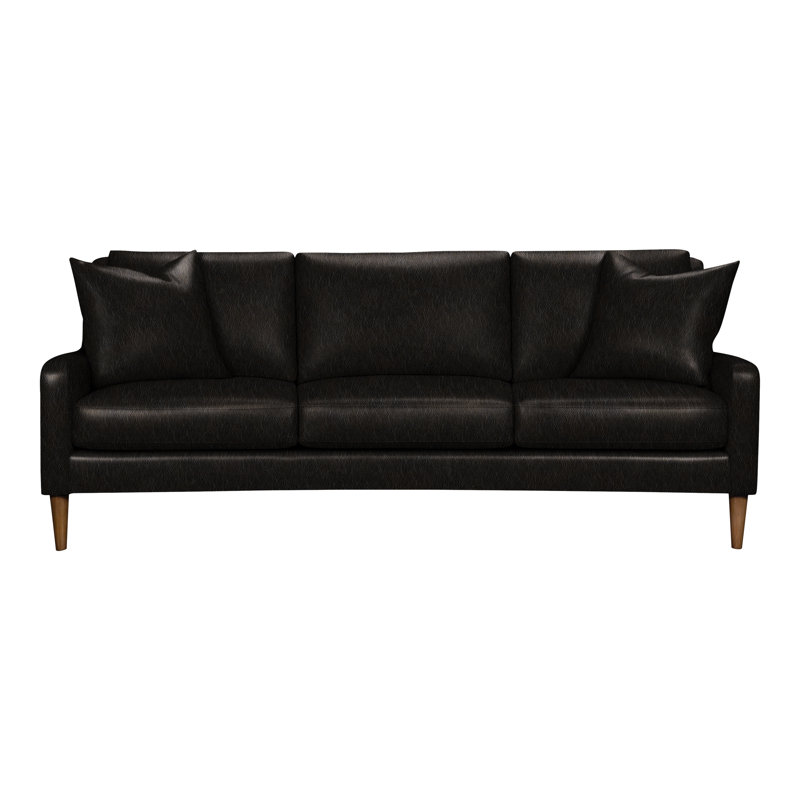 Josie 86.5" Genuine Leather Square Arm Sofa, Ziggy Ink Genuine Leather
