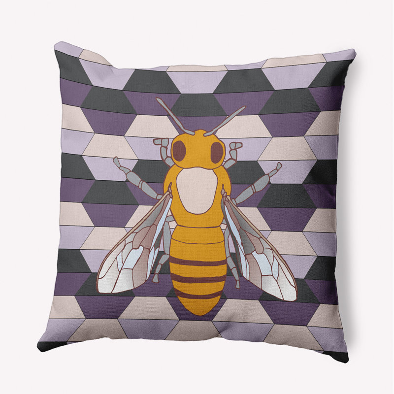 Coussin intérieur / extérieur Leafy Branch, H 20 po x l 20 po, Mauve / noir / jaune géométrique