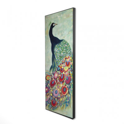 «Proud as a Peacock - Neo Mint», toile encadrée pour la décoration intérieure
