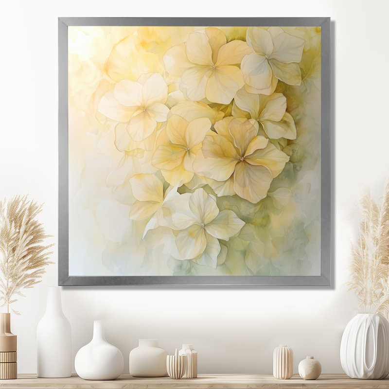 Hortensia en flou artistique de l'été III - hydrangées, art mural large, H 16 po x l 16 po, Argent argent