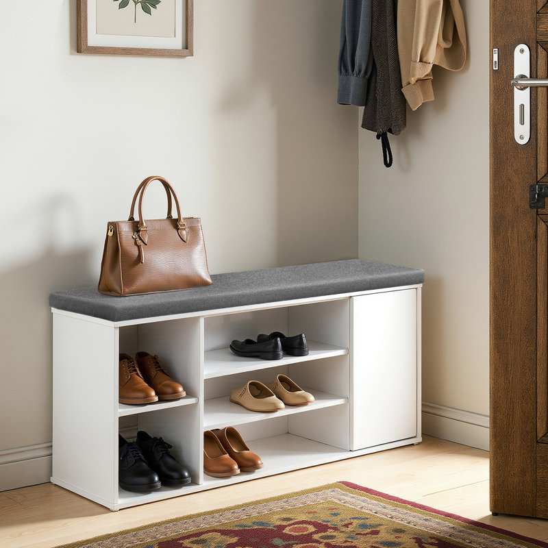 10 Pair Shoe Storage Bench, Superfast Toolless Assembly, White