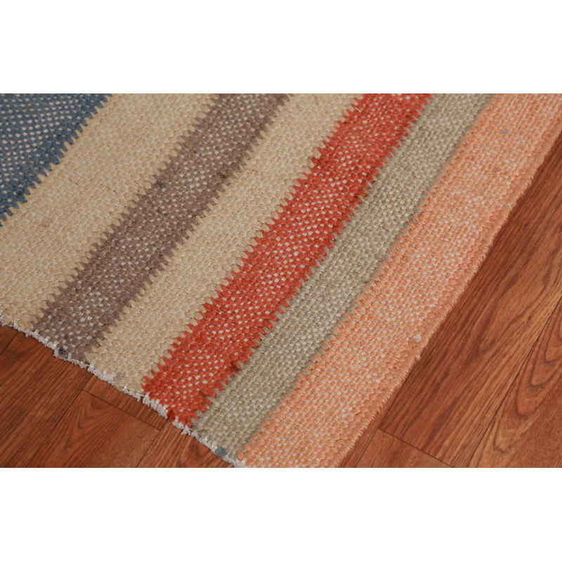 Tapis turc moderne terre de ton Kilim 1 x 13
