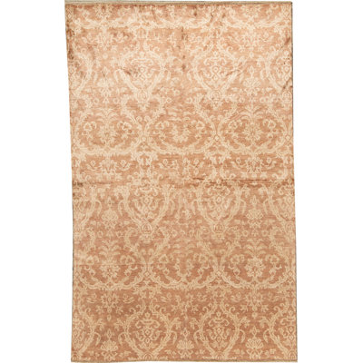 Tapis brun et beige de haute qualité noué à la main