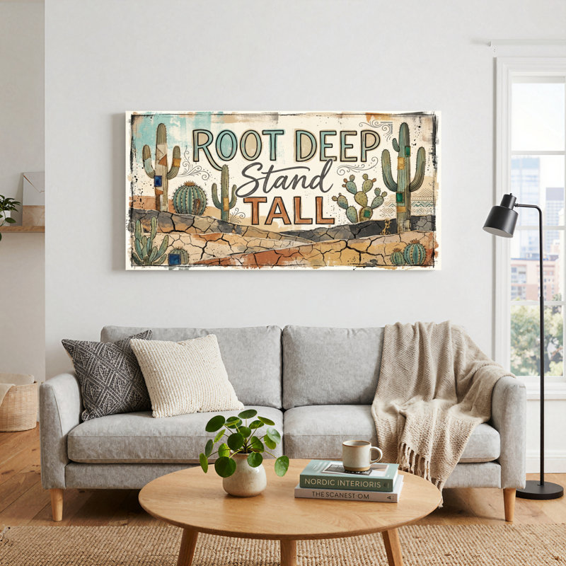 Cactus désert, reproduction d'art sur toile, ensemble de 1, Wrapped Canvas, L 32 po x H 16 po