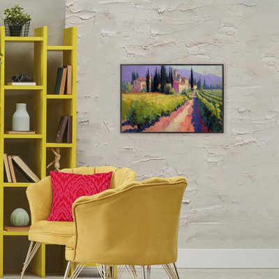 Giclée encadrée «Purple Mountains Village», conception par Annabelle Hall