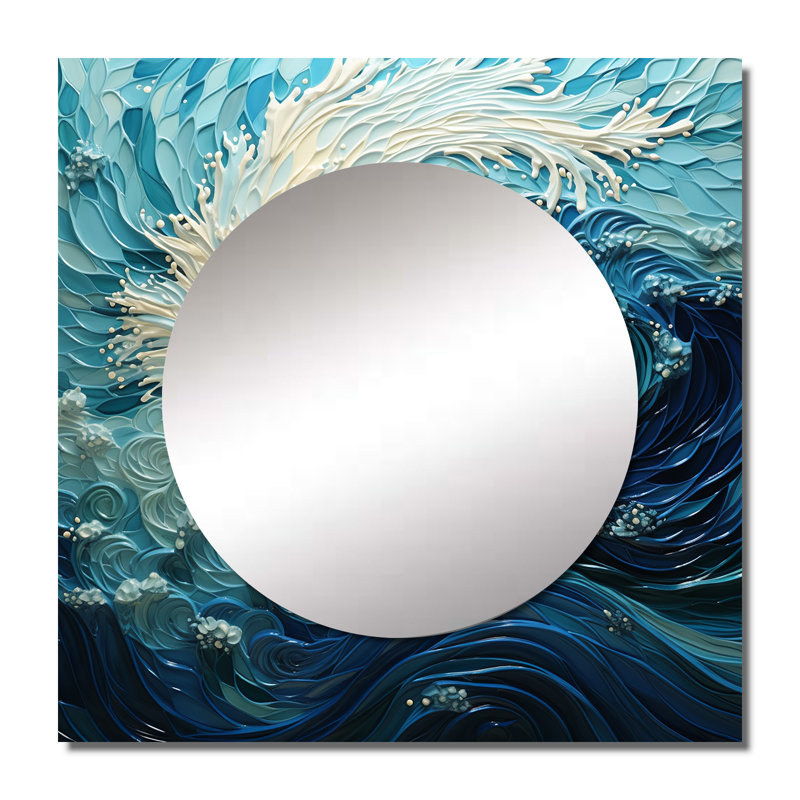 Renalda - Grand miroir mural carré Glacier pour chambre à coucher, 36 po x 36 po