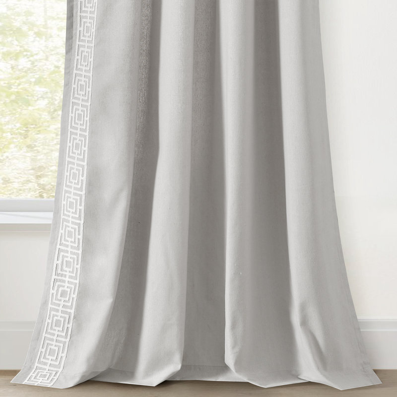 Panneau de fenêtre de luxe à bordure carrée moderne et brodée, Gris