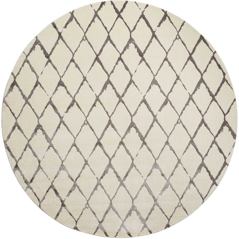 Tapis blanc moderne Cannes, Rond 8 pi