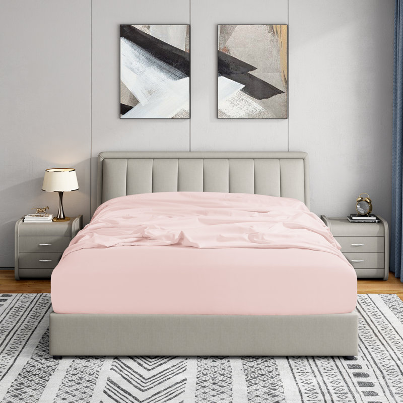 Blush Twin XL Deep Pocket Microfiber Fitted Sheet Set