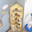 Bibliothèque de coin en bois à 5 niveaux - Bibliothèque de coin de 62 po de hauteur, L moderne, solide étagère de coin en bois massif naturel, étagère de rangement ouverte pour chambre à coucher, salon, bureau à domicile