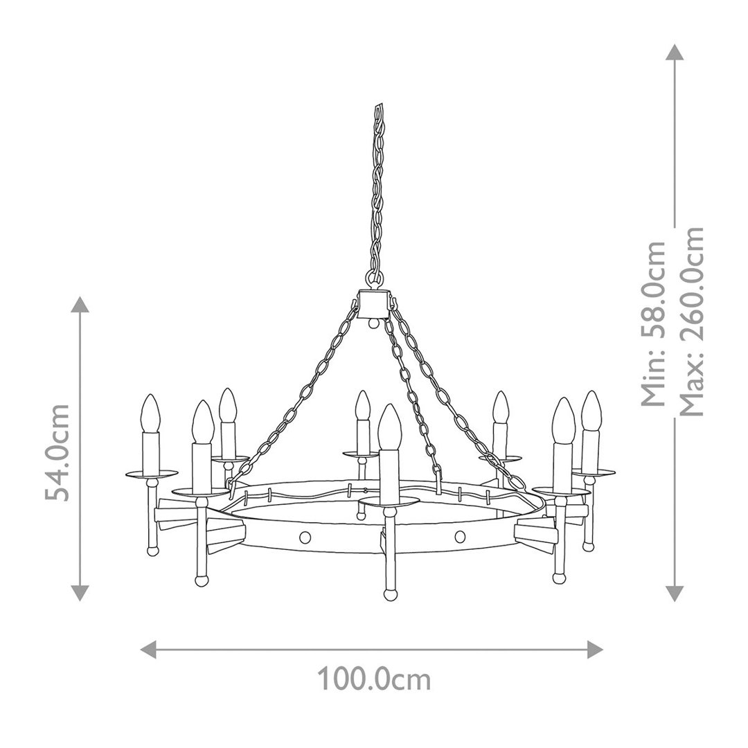 Cochere 8 - Light Waggon Wheel Chandelier