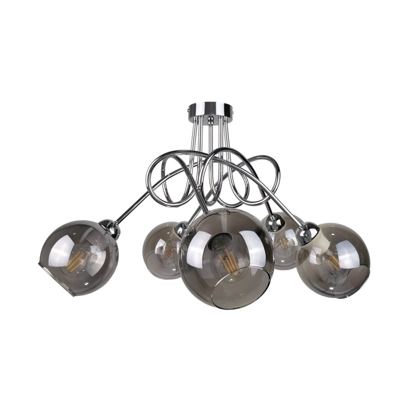 Charleston 5-Light 47cm Semi Flush Mount, Silver