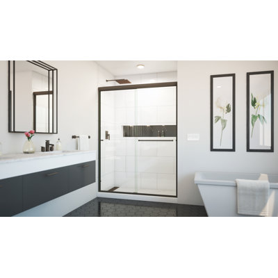 Ete 56" W x 80.38" Semi-Frameless Shower Door