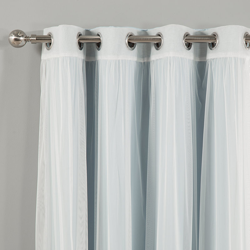 Panneau coulissant en polyester Natascha, L 52 po x L 63 po, Bleu ciel