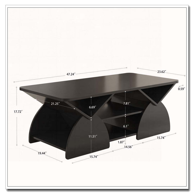 Rectangular Coffee Table For Living Room, Black