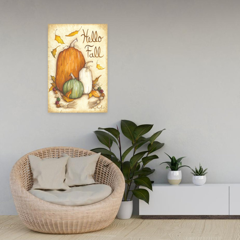 «Hello Fall», art abstrait de fruits, H 24 po x l 16 po